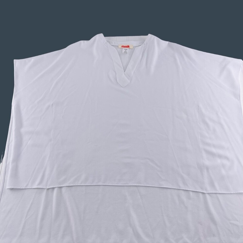 Mazik White V-Neck Tunic Top size Medium pullover‎ Kaftan